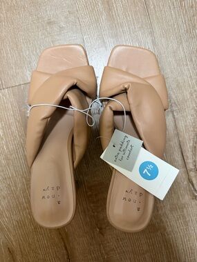 a new day Tan Knotted Slide Sandals